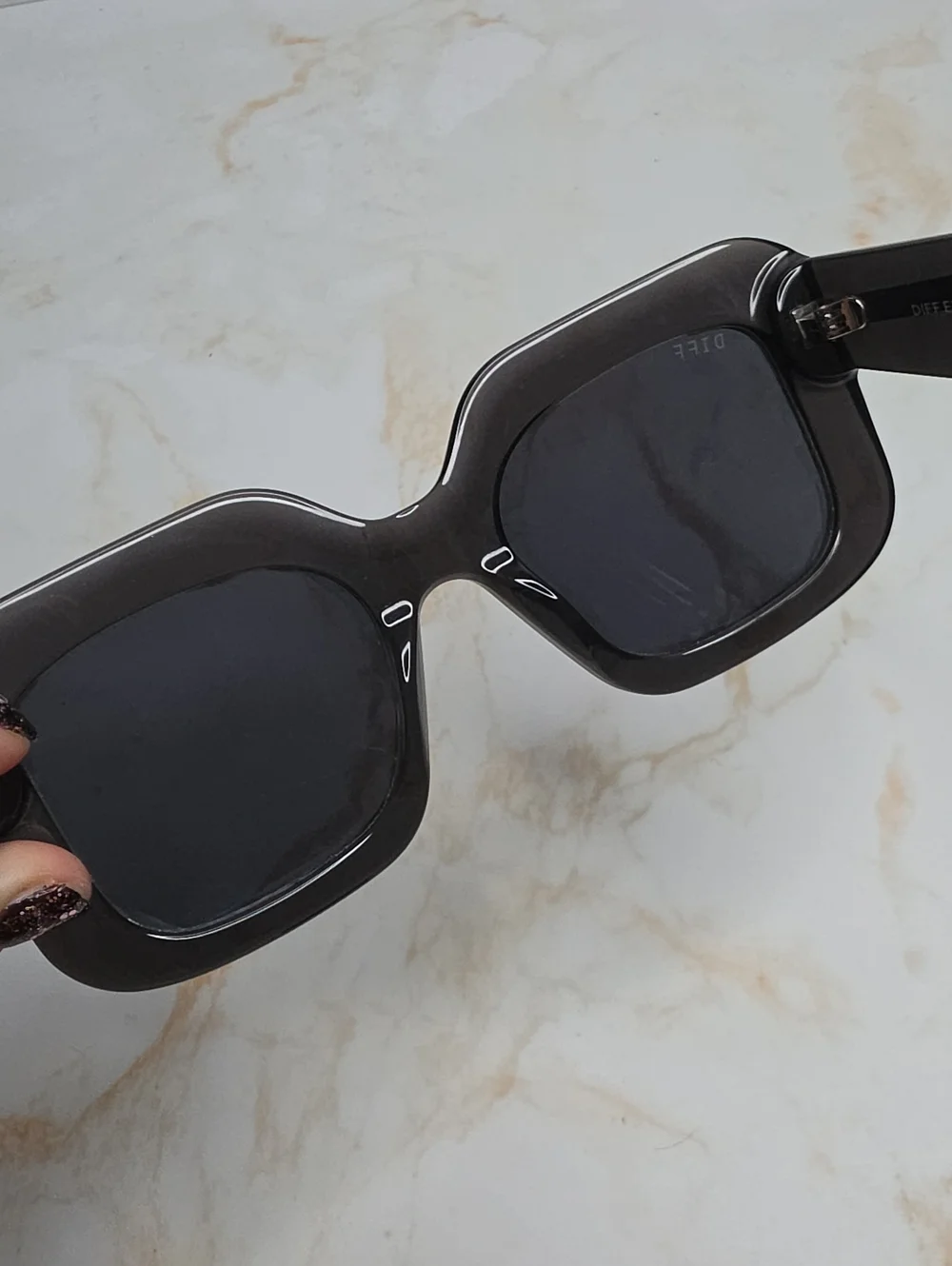 DIFF Eyewear Giada Grey Black Oversized Square Sunglasses